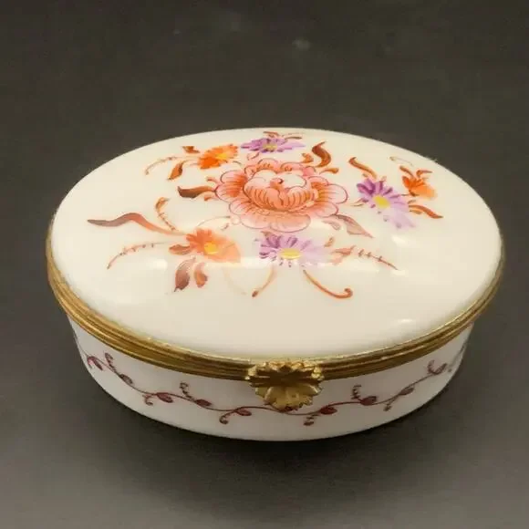 Vintage Limoges France Floral Hinged Fine Porcelain Trinket Box
Hand Painted - Picture 2 of 12